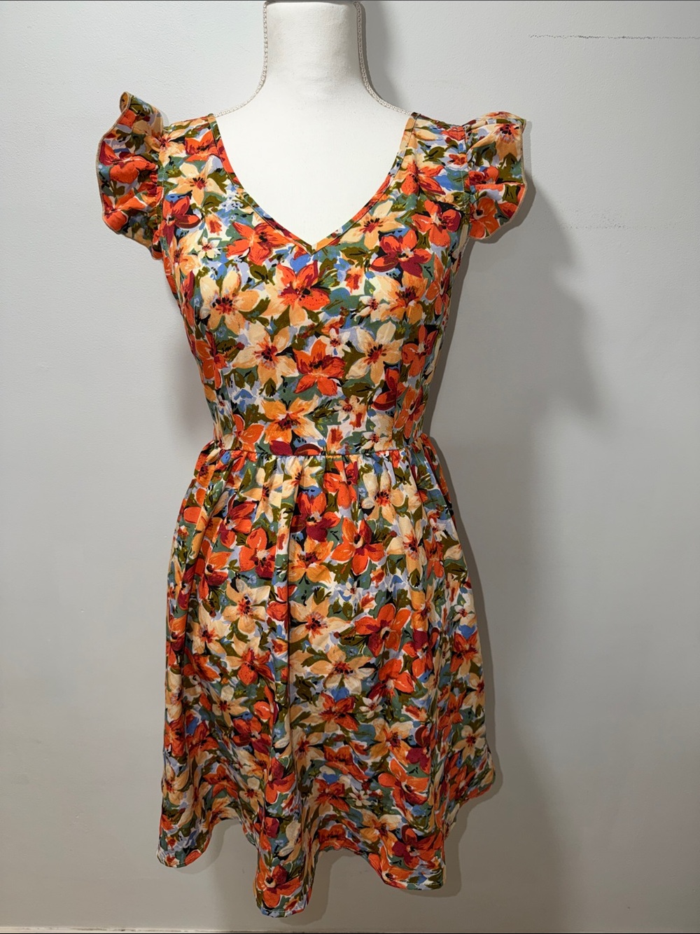 NWT‎ CUPSHE Womens Open Tie Back Flowy Mini Floral Sundress S Tropical Beach